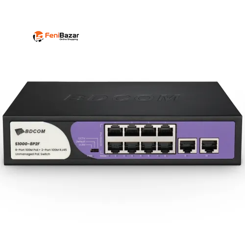 BDCOM S1000-8P2F 8-Port 100Mbps Unmanaged PoE Network Switch