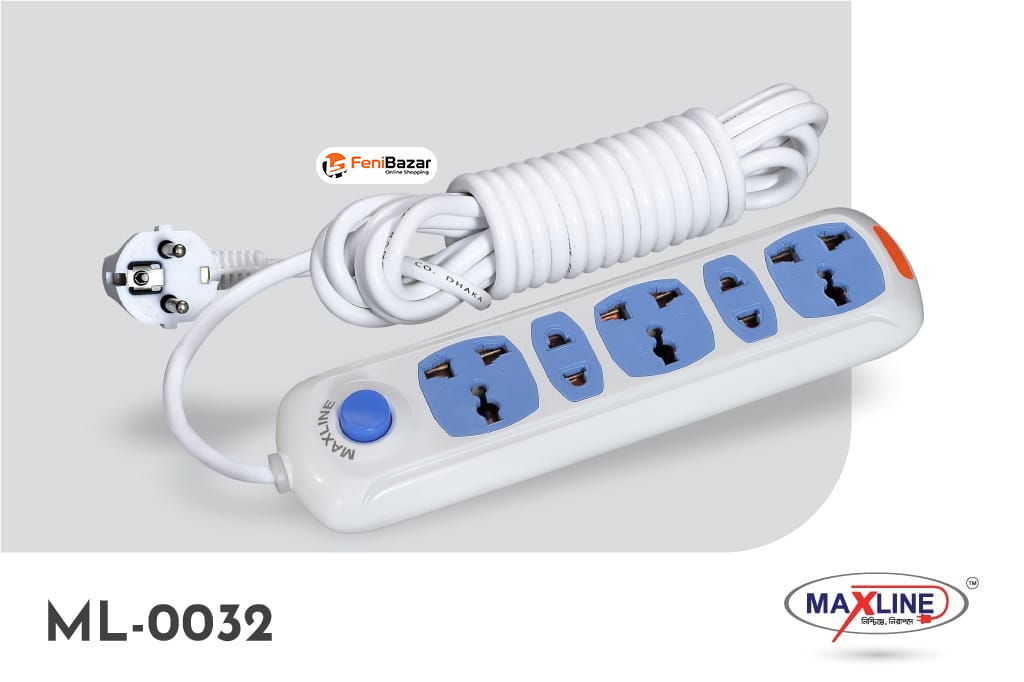 Maxline ML-0032 5-Port 5M Multi-Plug Extension Socket